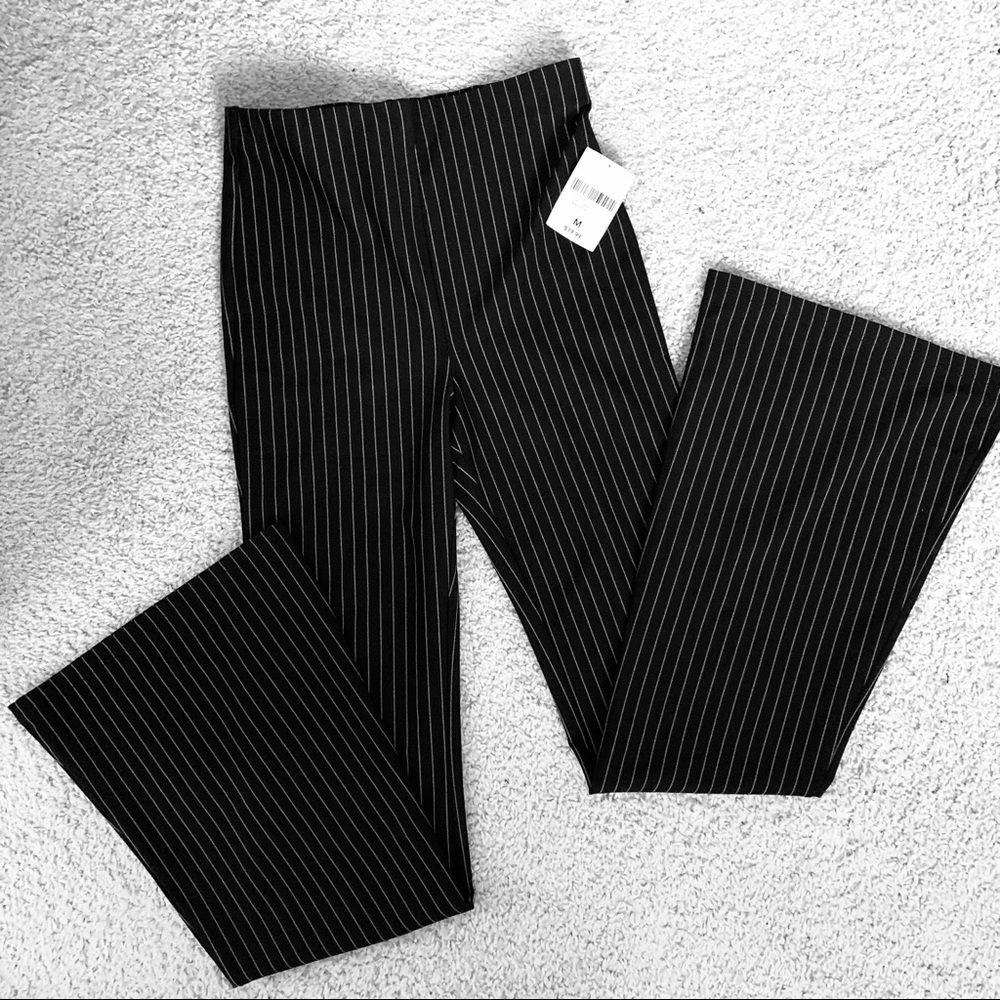 Forever 21 striped black and white flare pants